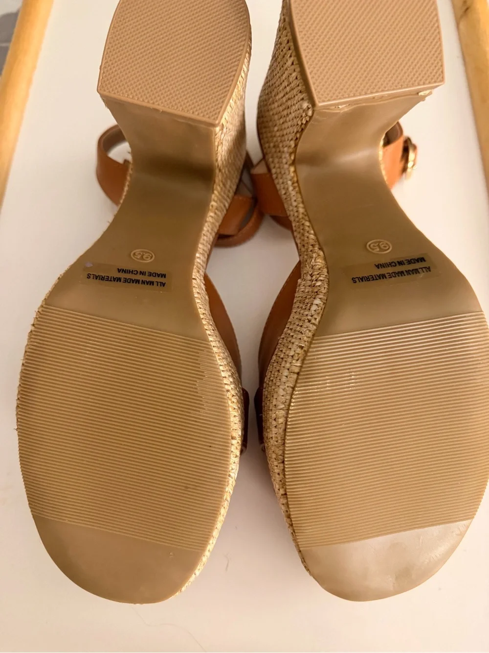 Dolce Vita Cognac Brown Block-Heel Sandals with Gold Buckle - Picture 2 of 4